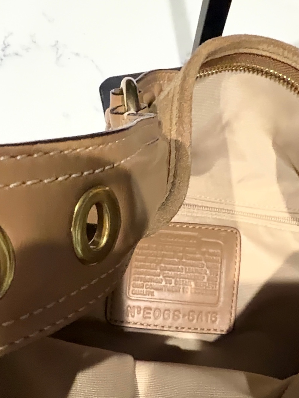 Coach Suede Hobo Bag in Light Tan with Gold Hardware - Picture 3 of 11